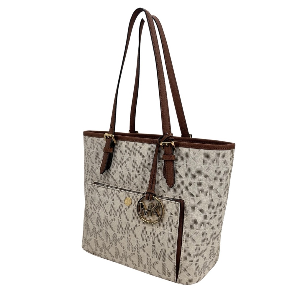 Michael Kors Jet Set Signature Logo Vanilla Tote Bag - Picture 4 of 10